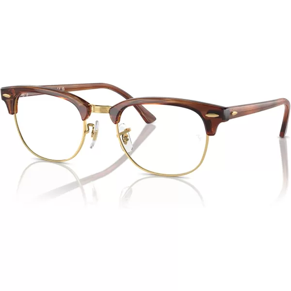 RayBan Rx5154 Clubmaster Square Prescription Eyeglass FramesStriped Brown on GoldDemo Lens