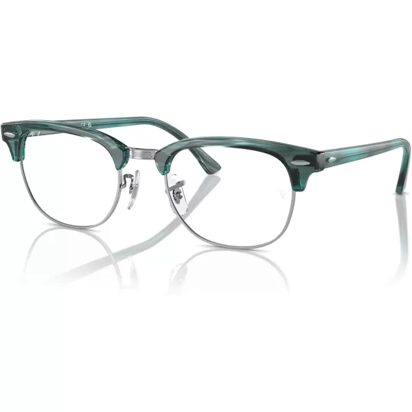 RayBan Rx5154 Clubmaster Square Prescription Eyeglass FramesStriped Green on SilverDemo Lens