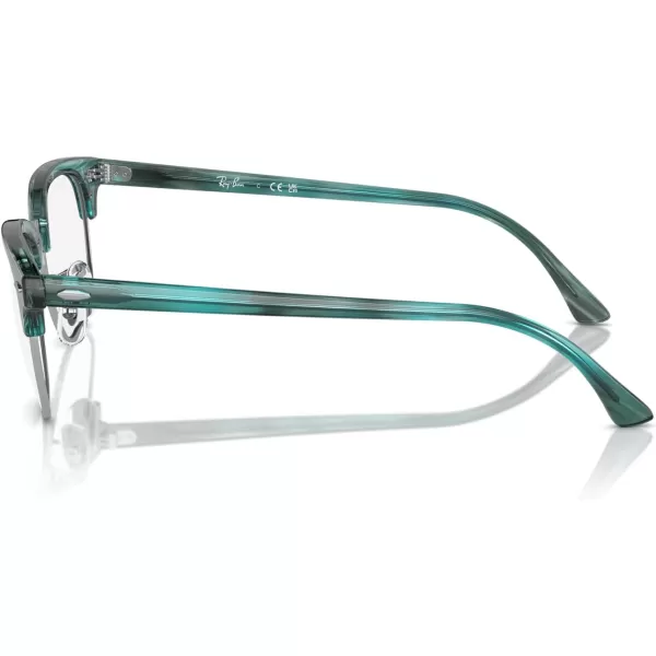 RayBan Rx5154 Clubmaster Square Prescription Eyeglass FramesStriped Green on SilverDemo Lens