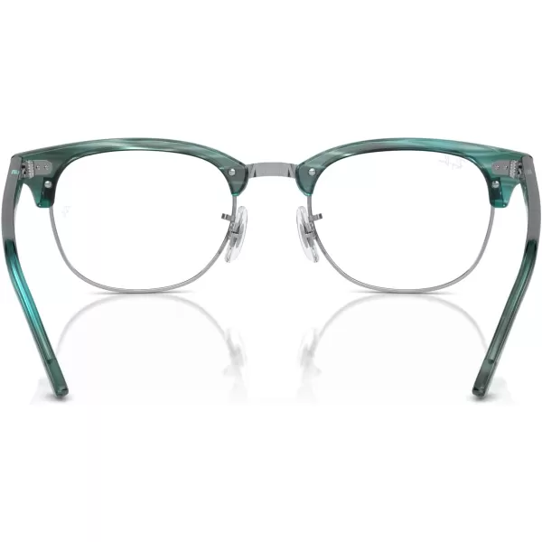 RayBan Rx5154 Clubmaster Square Prescription Eyeglass FramesStriped Green on SilverDemo Lens