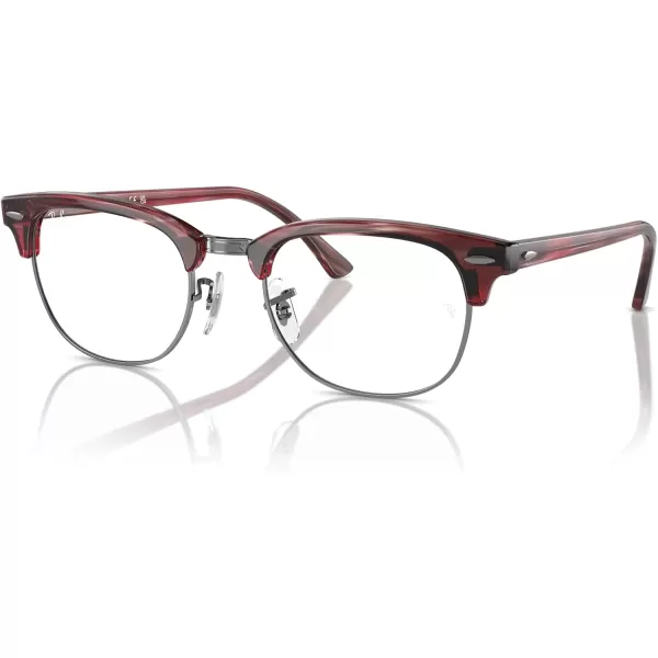 RayBan Rx5154 Clubmaster Square Prescription Eyeglass FramesStriped Red on GunmetalDemo Lens