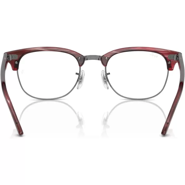 RayBan Rx5154 Clubmaster Square Prescription Eyeglass FramesStriped Red on GunmetalDemo Lens