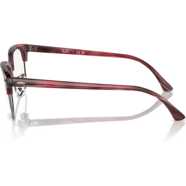RayBan Rx5154 Clubmaster Square Prescription Eyeglass FramesStriped Red on GunmetalDemo Lens