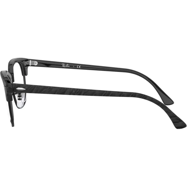 RayBan Rx5154 Clubmaster Square Prescription Eyeglass FramesWrinkled Black on BlackDemo Lens