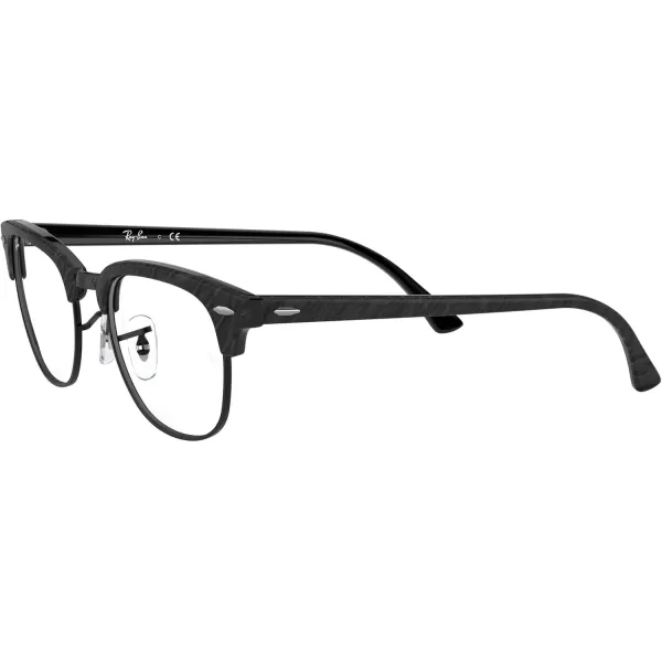 RayBan Rx5154 Clubmaster Square Prescription Eyeglass FramesWrinkled Black on BlackDemo Lens