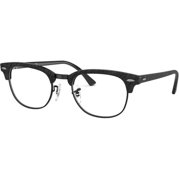 RayBan Rx5154 Clubmaster Square Prescription Eyeglass FramesWrinkled Black on BlackDemo Lens