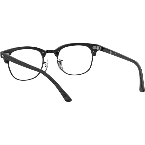 RayBan Rx5154 Clubmaster Square Prescription Eyeglass FramesWrinkled Black on BlackDemo Lens