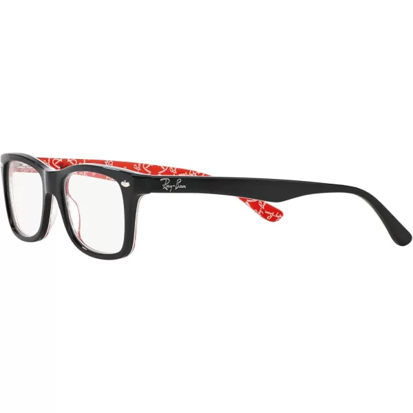 RayBan Rx5228 Square Prescription Eyeglass FramesBlack on Texture RedDemo Lens