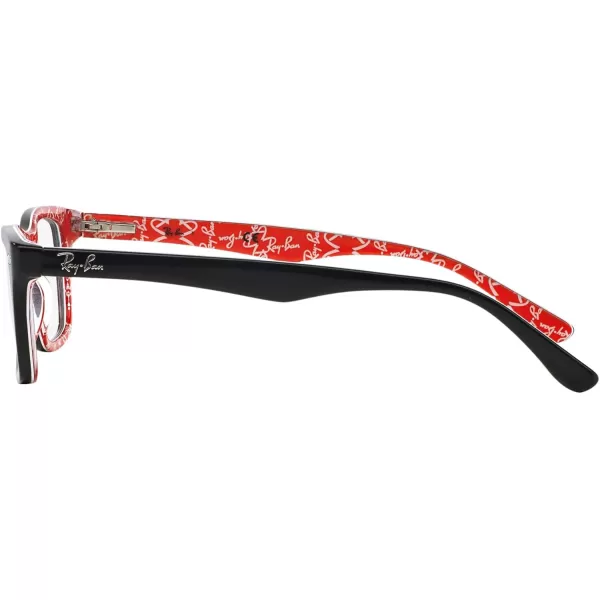 RayBan Rx5228 Square Prescription Eyeglass FramesBlack on Texture RedDemo Lens
