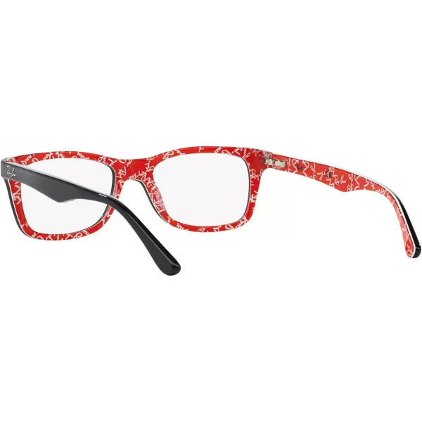 RayBan Rx5228 Square Prescription Eyeglass FramesBlack on Texture RedDemo Lens