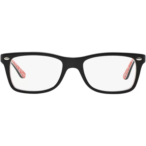 RayBan Rx5228 Square Prescription Eyeglass FramesBlack on Texture RedDemo Lens