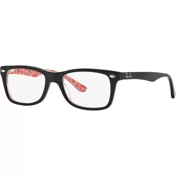 RayBan Rx5228 Square Prescription Eyeglass FramesBlack on Texture RedDemo Lens
