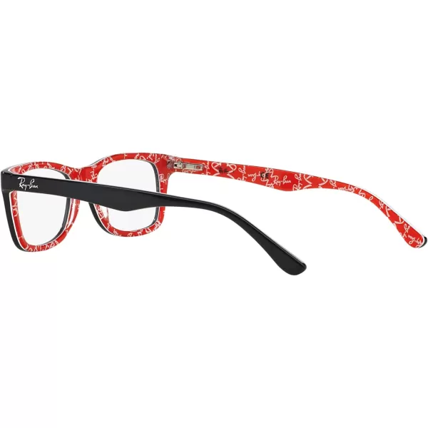 RayBan Rx5228 Square Prescription Eyeglass FramesBlack on Texture RedDemo Lens