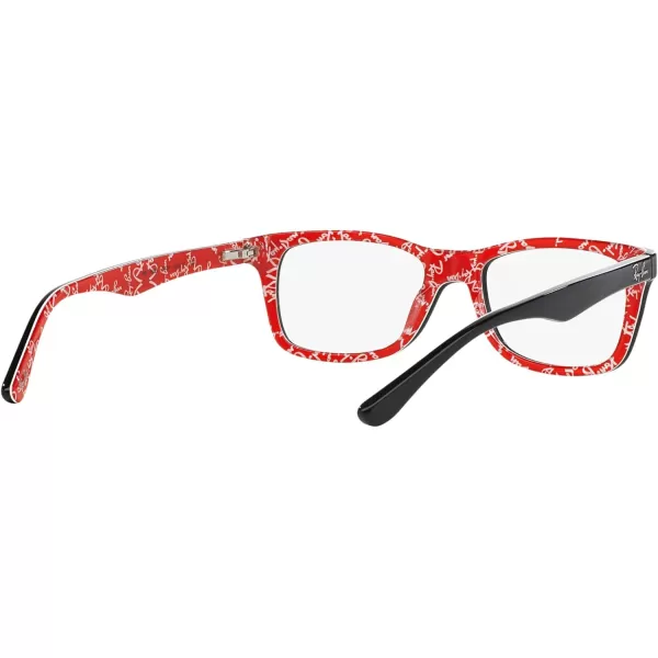 RayBan Rx5228 Square Prescription Eyeglass FramesBlack on Texture RedDemo Lens