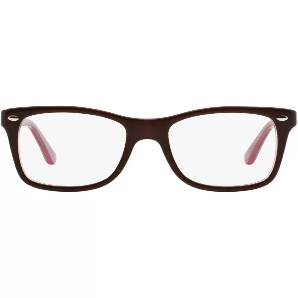 RayBan Rx5228 Square Prescription Eyeglass FramesBrown on Opal PinkDemo Lens