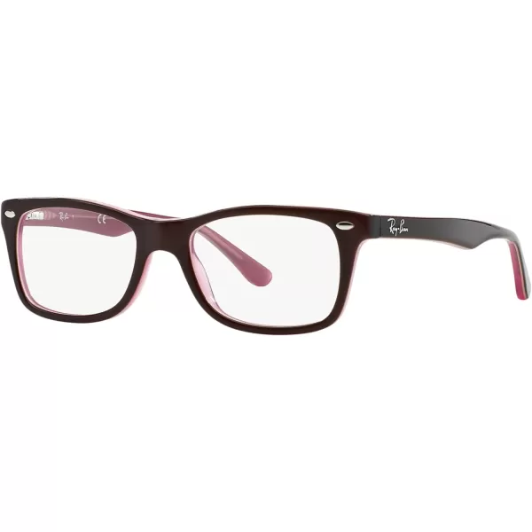 RayBan Rx5228 Square Prescription Eyeglass FramesBrown on Opal PinkDemo Lens