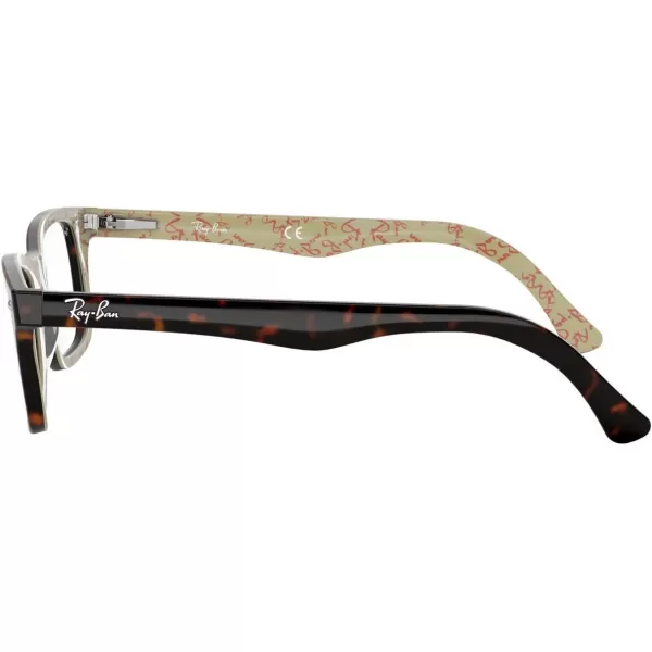RayBan Rx5228 Square Prescription Eyeglass FramesDark Tortoise on Beige TextureDemo Lens