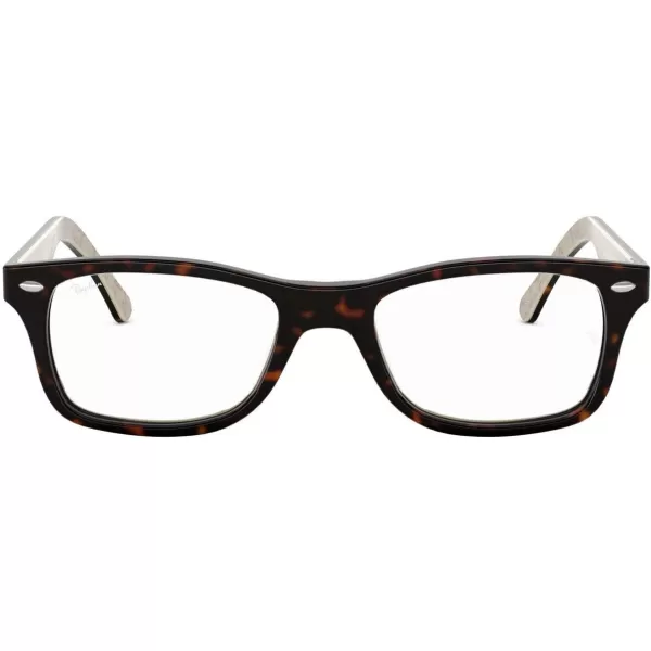 RayBan Rx5228 Square Prescription Eyeglass FramesDark Tortoise on Beige TextureDemo Lens