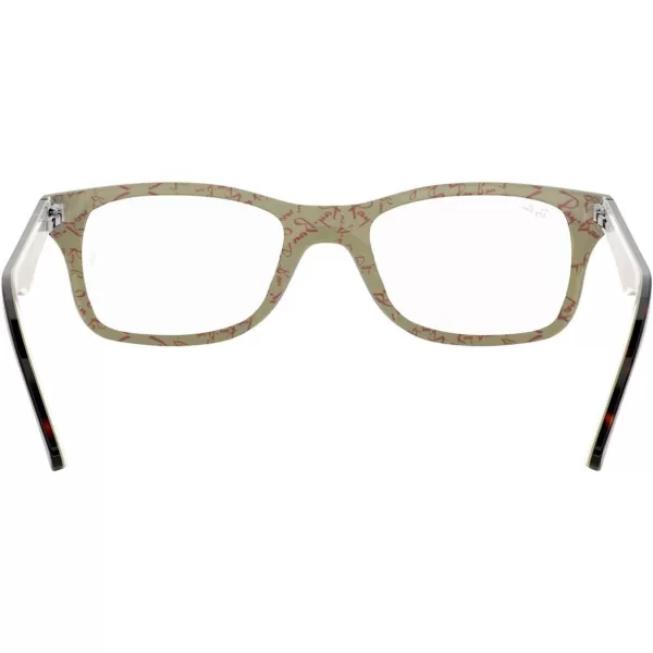 RayBan Rx5228 Square Prescription Eyeglass FramesDark Tortoise on Beige TextureDemo Lens