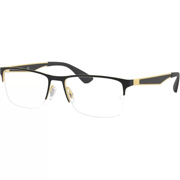RayBan Rx6335 Rectangular Prescription Eyeglass FramesBlack on AristaDemo Lens