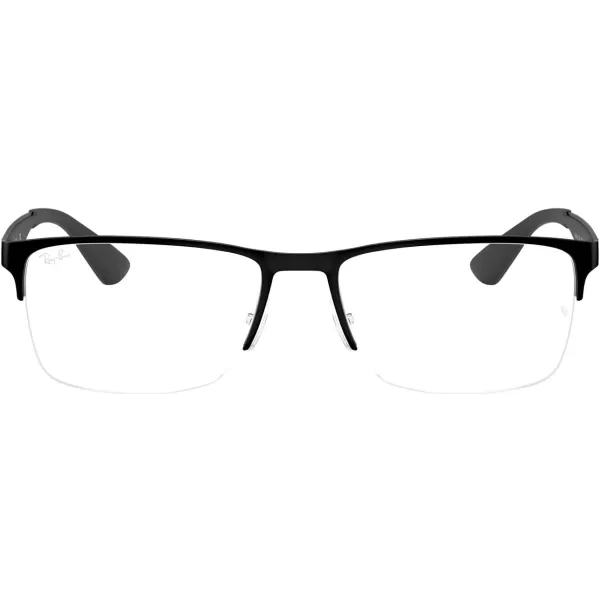 RayBan Rx6335 Rectangular Prescription Eyeglass FramesMatte BlackDemo Lens