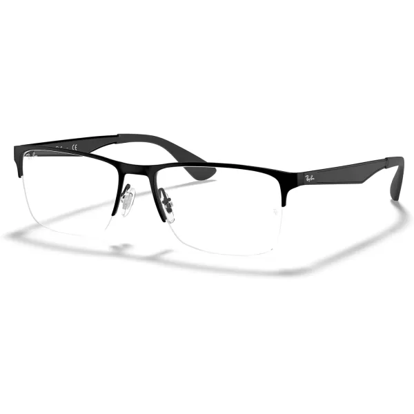 RayBan Rx6335 Rectangular Prescription Eyeglass FramesMatte BlackDemo Lens