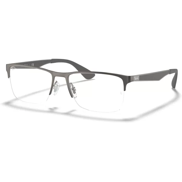RayBan Rx6335 Rectangular Prescription Eyeglass FramesMatte GunmetalDemo Lens
