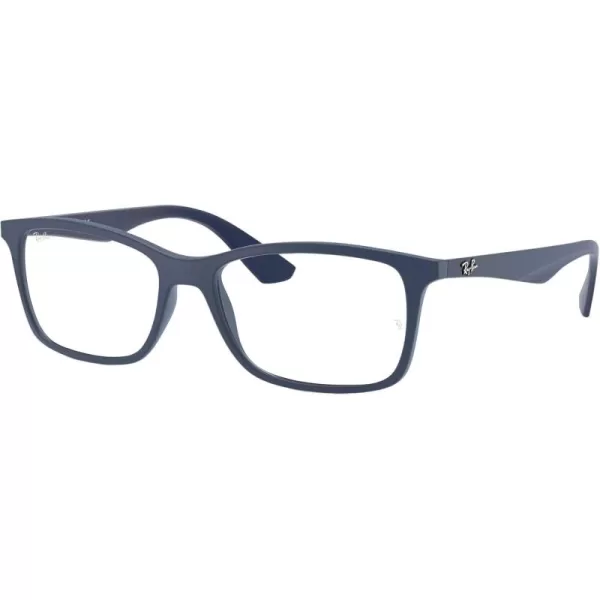 RayBan RX7047 Rectangular Prescription Eyeglass FramesMatte Transparent BlueDemo Lens