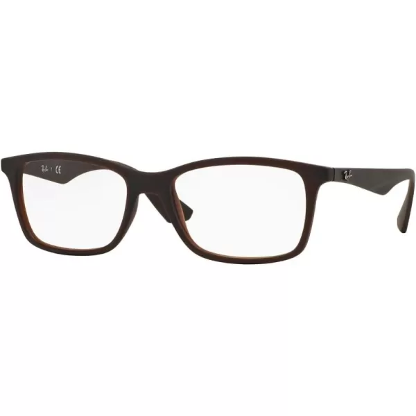 RayBan RX7047 Rectangular Prescription Eyeglass FramesMatte Transparent BrownDemo Lens