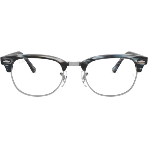 RayBan Rx5154 Clubmaster Square Prescription Eyeglass FramesBlueGrey StripedDemo Lens