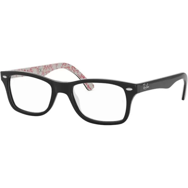 RayBan Rx5228 Square Prescription Eyeglass FramesBlack on Texture WhiteDemo Lens