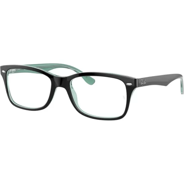 RayBan Rx5228 Square Prescription Eyeglass FramesBlack on Transparent GreenDemo Lens