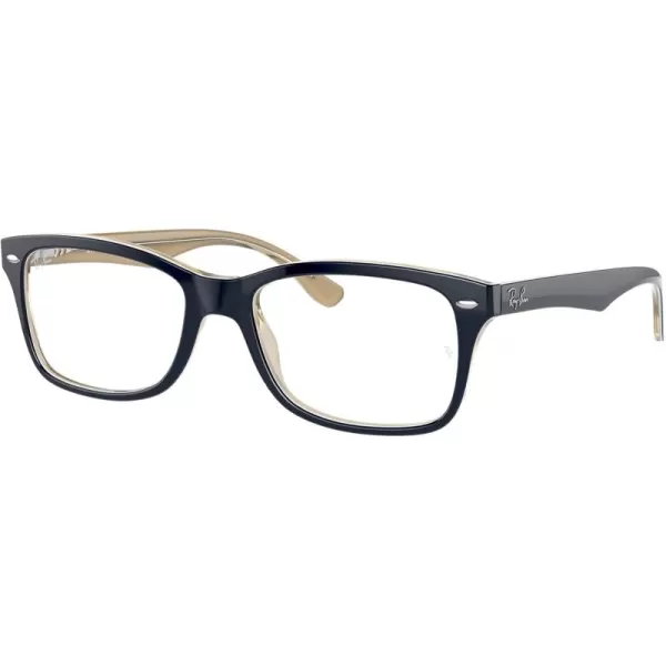 RayBan Rx5228 Square Prescription Eyeglass FramesBlue on Transparent Light BrownDemo Lens