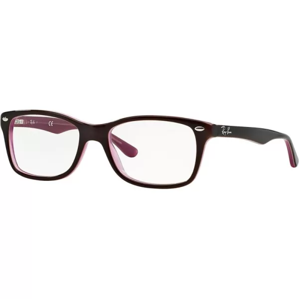 RayBan Rx5228 Square Prescription Eyeglass FramesBrown on Opal PinkDemo Lens