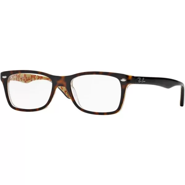 RayBan Rx5228 Square Prescription Eyeglass FramesDark Tortoise on Beige TextureDemo Lens