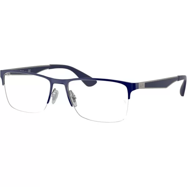 RayBan Rx6335 Rectangular Prescription Eyeglass FramesBlue on GunmetalDemo Lens