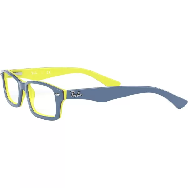 RayBan Junior Ry1530 Rectangular Prescription Eyeglass Frames Blue on YellowBlackDemo Lens 48 mmRayBan Junior Ry1530 Rectangular Prescription Eyeglass Frames Blue on YellowBlackDemo Lens 48 mm