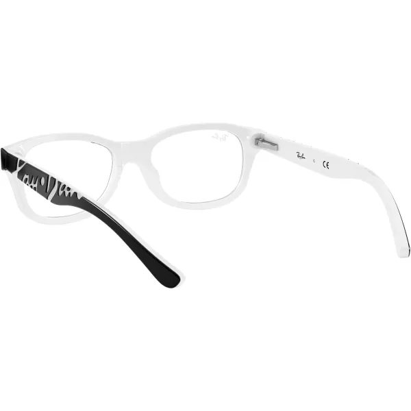 RayBan Junior Ry1544 Square Prescription Eyeglass Frames Black on WhiteDemo Lens 48 mmRayBan Junior Ry1544 Square Prescription Eyeglass Frames Black on WhiteDemo Lens 48 mm