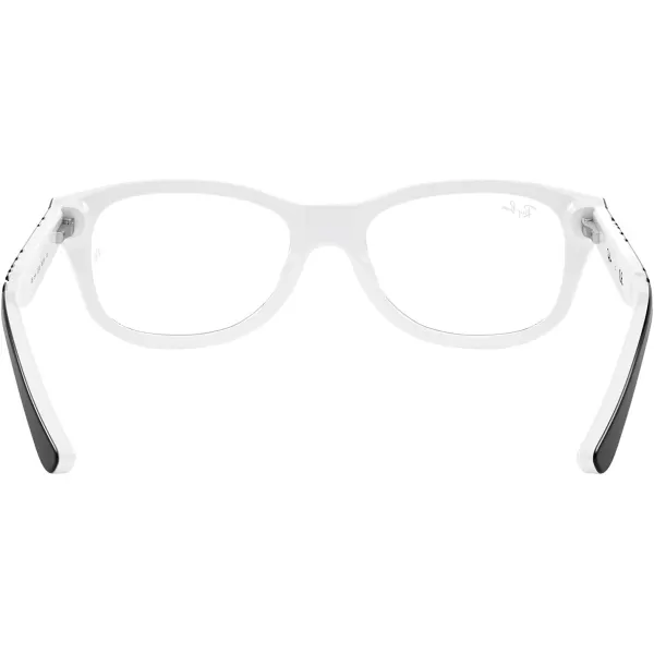 RayBan Junior Ry1544 Square Prescription Eyeglass Frames Black on WhiteDemo Lens 48 mmRayBan Junior Ry1544 Square Prescription Eyeglass Frames Black on WhiteDemo Lens 48 mm