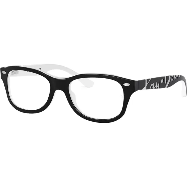 RayBan Junior Ry1544 Square Prescription Eyeglass Frames Black on WhiteDemo Lens 48 mmRayBan Junior Ry1544 Square Prescription Eyeglass Frames Black on WhiteDemo Lens 48 mm