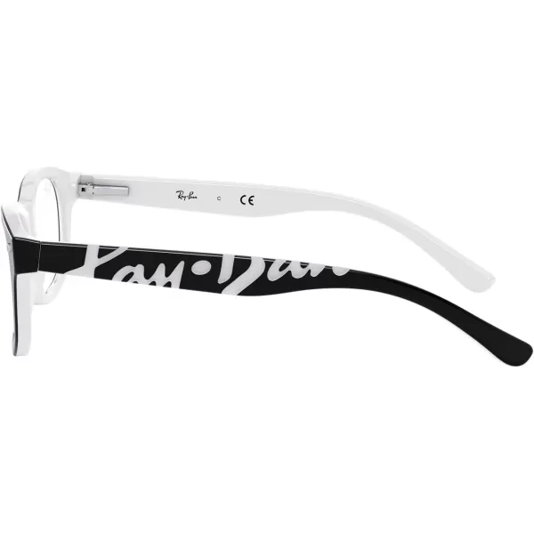 RayBan Junior Ry1544 Square Prescription Eyeglass Frames Black on WhiteDemo Lens 48 mmRayBan Junior Ry1544 Square Prescription Eyeglass Frames Black on WhiteDemo Lens 48 mm