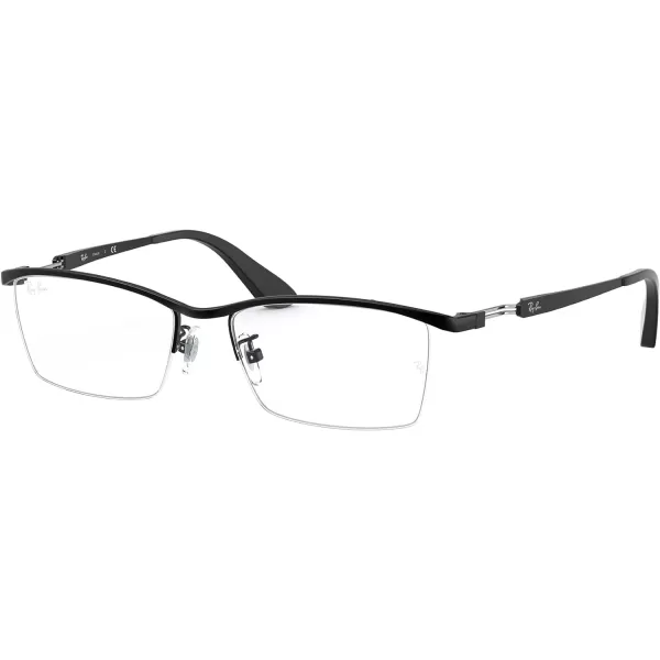 RayBan Mens Rx8746d Titanium Rectangular Prescription Eyeglass FramesMatte BlackDemo Lens