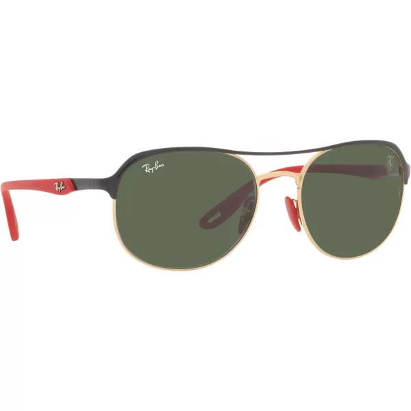 RayBan Rb3685m Scuderia Ferrari Collection Square SunglassesBlack on GoldDark Green