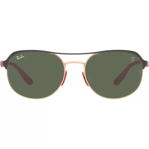 RayBan Rb3685m Scuderia Ferrari Collection Square SunglassesBlack on GoldDark Green