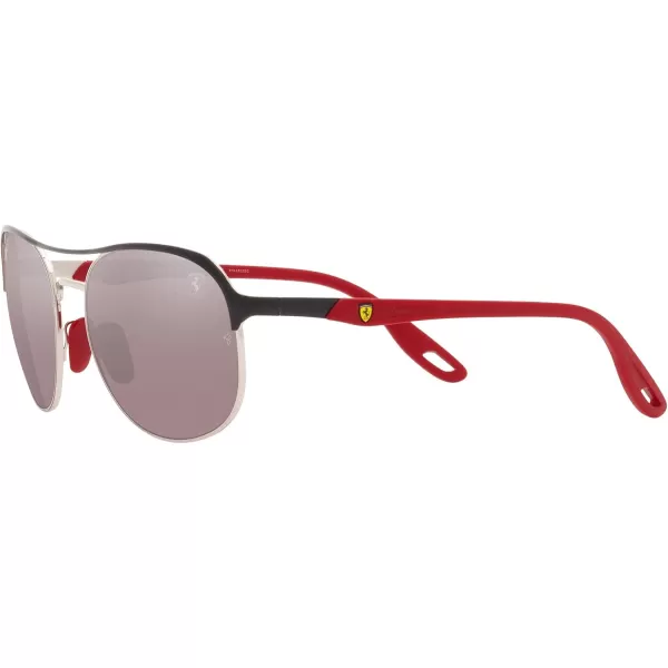 RayBan Rb3685m Scuderia Ferrari Collection Square SunglassesBlack on SilverChromance Polarized Purple Mirrored Silver