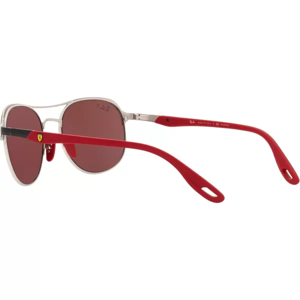 RayBan Rb3685m Scuderia Ferrari Collection Square SunglassesBlack on SilverChromance Polarized Purple Mirrored Silver