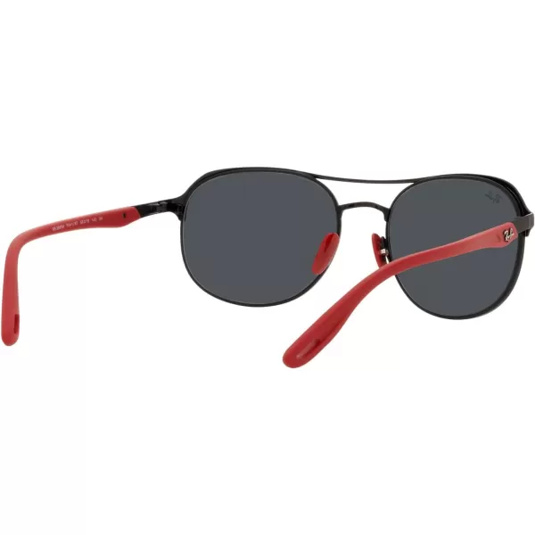 RayBan Rb3685m Scuderia Ferrari Collection Square SunglassesMatte Black on BlackDark Grey