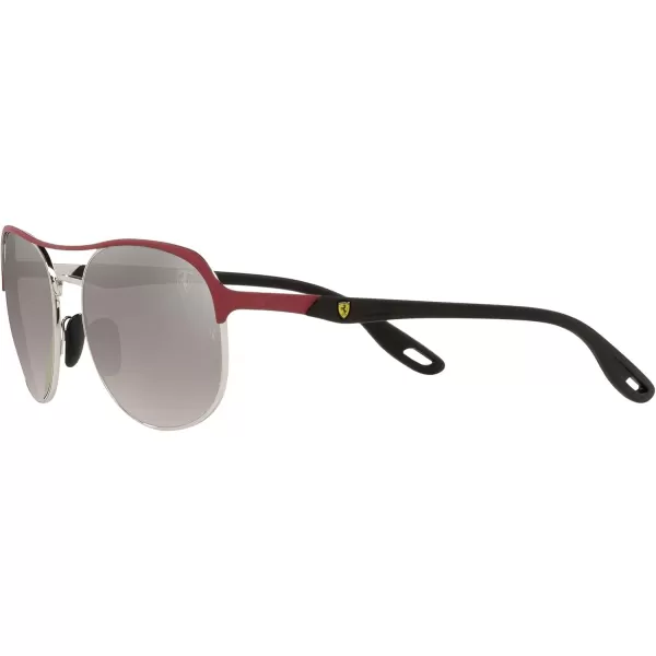 RayBan Rb3685m Scuderia Ferrari Collection Square SunglassesRed on SilverChromance Polarized Grey Mirrored Grey Gradient