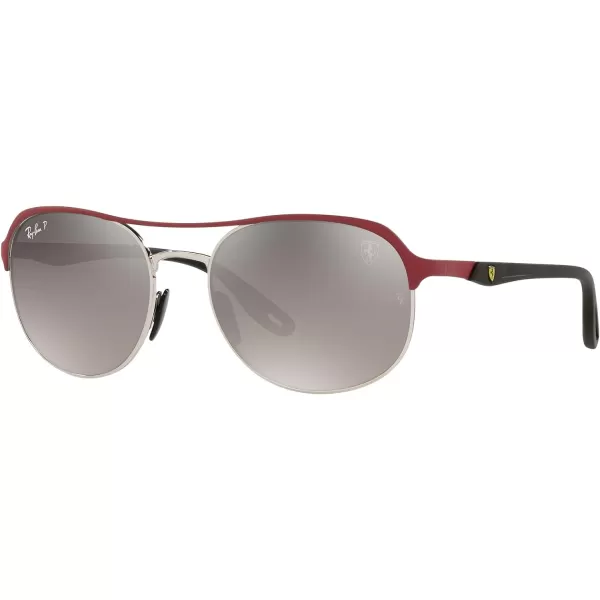 RayBan Rb3685m Scuderia Ferrari Collection Square SunglassesRed on SilverChromance Polarized Grey Mirrored Grey Gradient