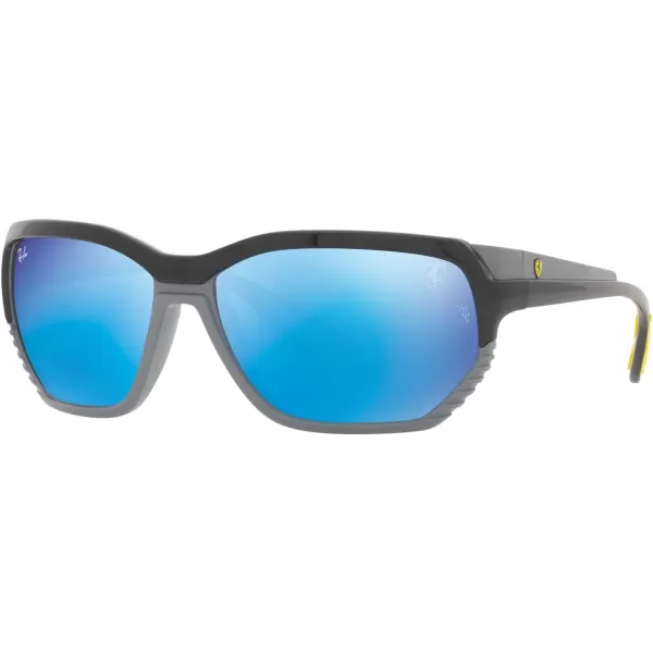 RayBan Rb4366m Scuderia Ferrari Collection Square SunglassesBlack on GreyLight Green Mirrored Blue